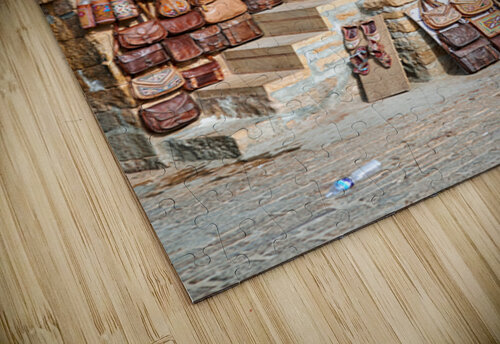 Selling leather bags in Jaisalmer from a shop Marco Brivio puzzle