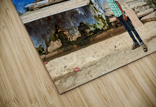 Decorated painted house in Bundi with a boy standing outside Marco Brivio puzzle