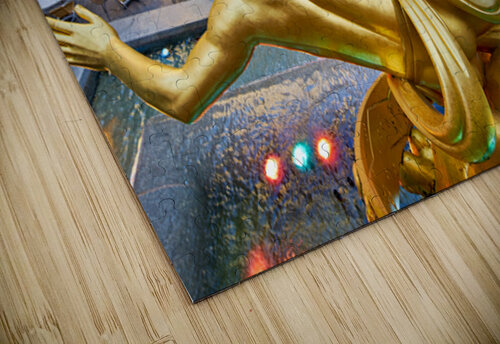 Prometheus statue at Rockefeller Center in Manhattan during the  Marco Brivio puzzle