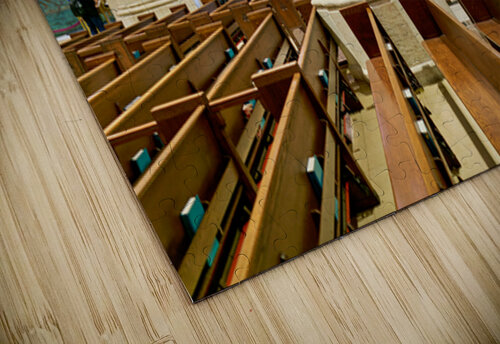 Visitors walk through St Marco Brivio puzzle