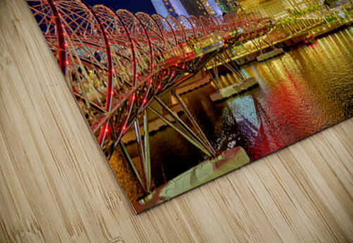 Sunset at marina bay sands artscience museum and helix bridge Marco Brivio puzzle
