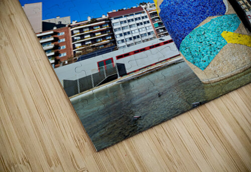 Sculpture of Woman and Bird in Barcelona park by Joan Miro Marco Brivio puzzle