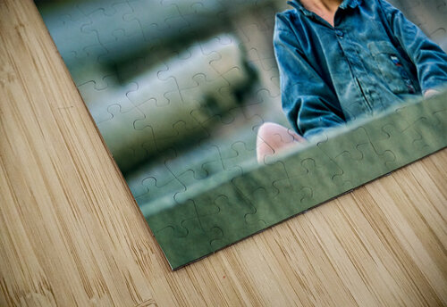 Sad boy sitting on stairs in Lahore Pakistan during the day Marco Brivio puzzle