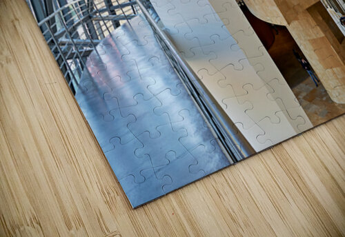 Inside Guggenheim Museum in Bilbao Spain with visitors walking Marco Brivio puzzle