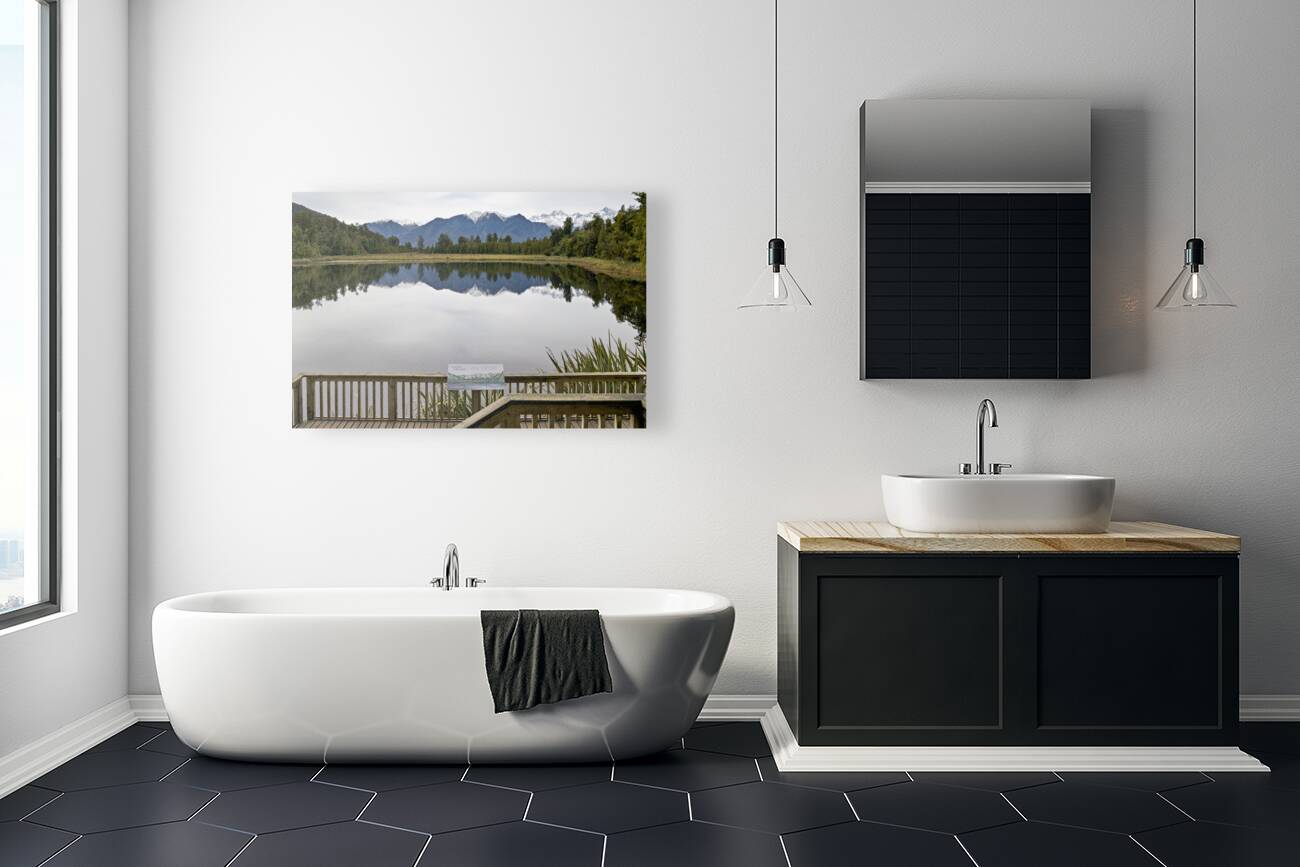 New Zealand. Lake Matheson. In the background Mount Tasman and Aoraki Mount Cook Reproduction