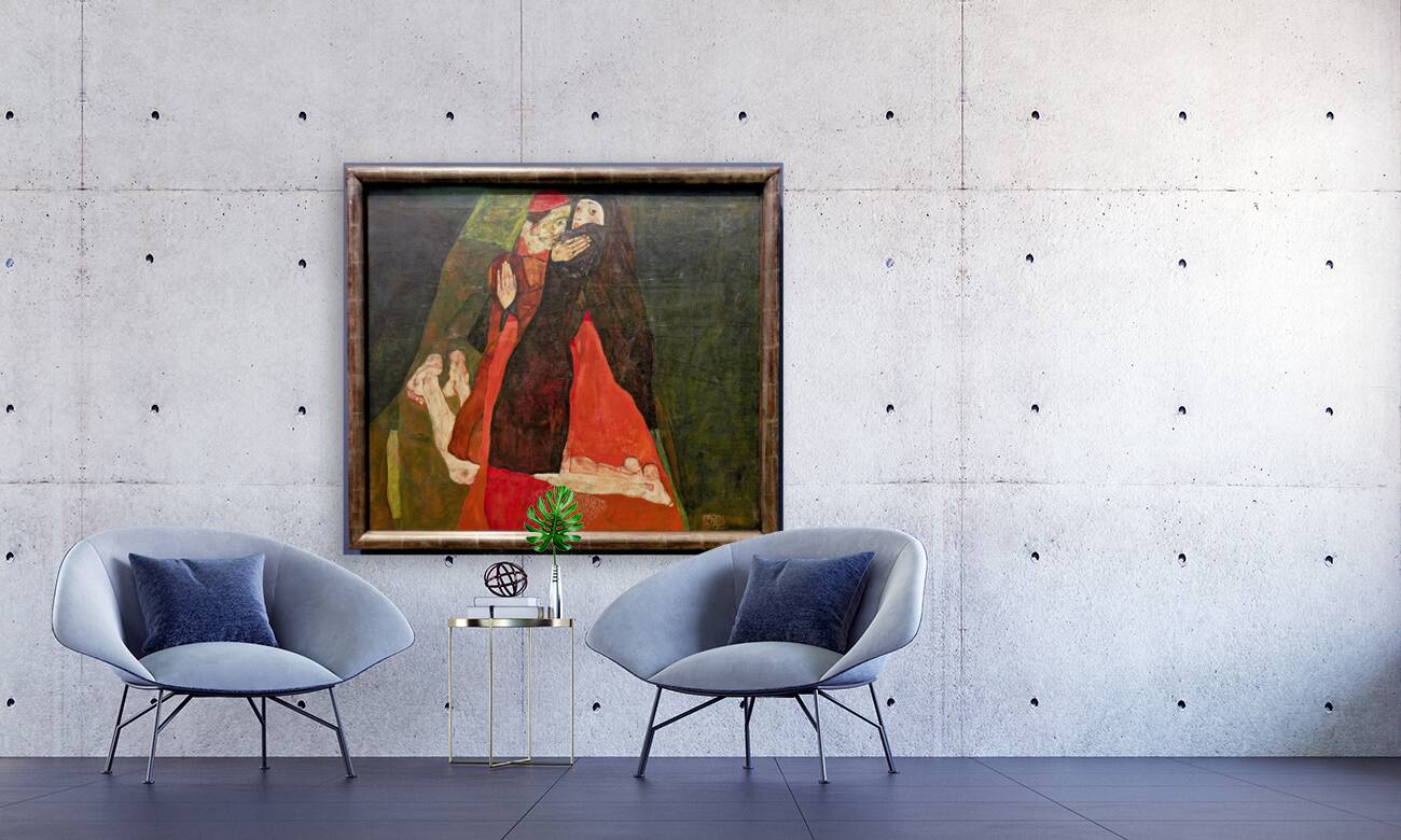 Egon Schiele - Cardinal and Nun Caress 1912 - Leopold Museum Vienna Austria Reproduction