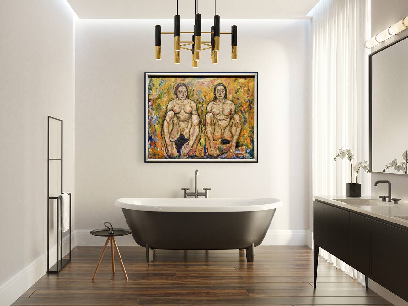 Egon Schiele - Squatting Women 1918 - Leopold Museum Vienna Austria Reproduction