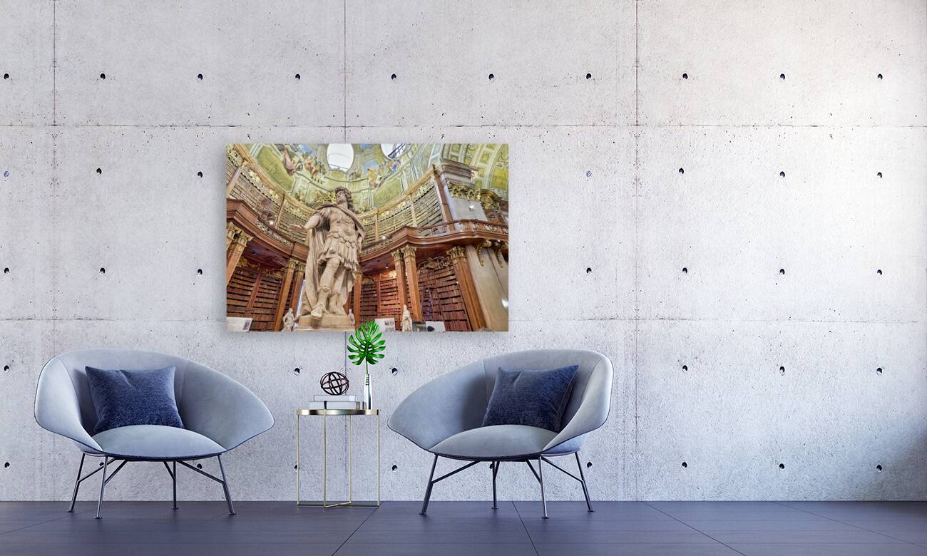 The Prunksaal center of the old imperial library inside the Austrian National Library. Vienna Austria Reproduction