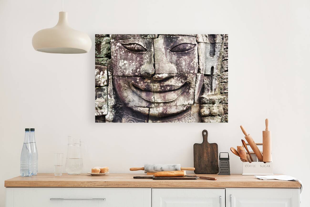 Bas relief at Angkor Thom Temple. Bayon. Siem Reap. Cambodia Reproduction