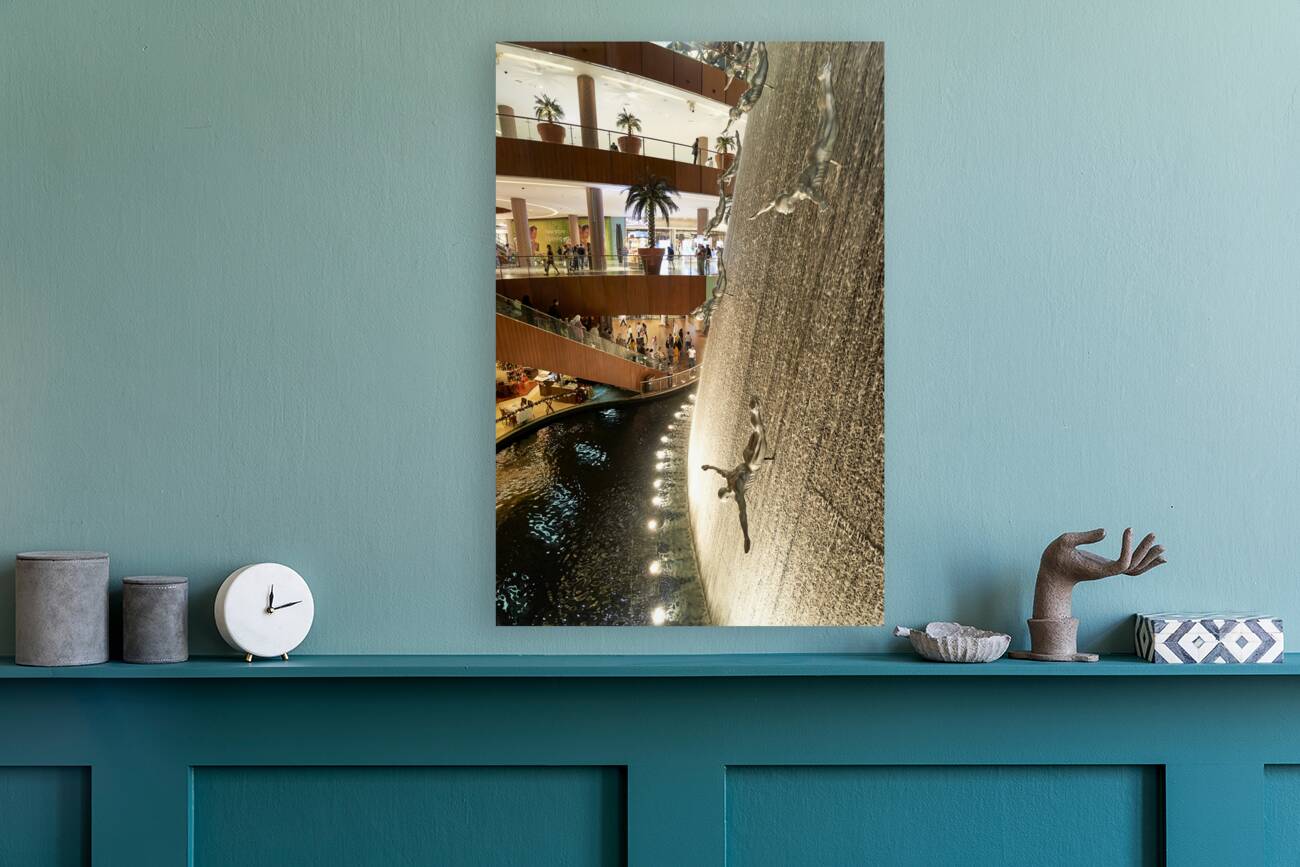 Dubai. UAE. The waterfall inside Dubai Mall Reproduction