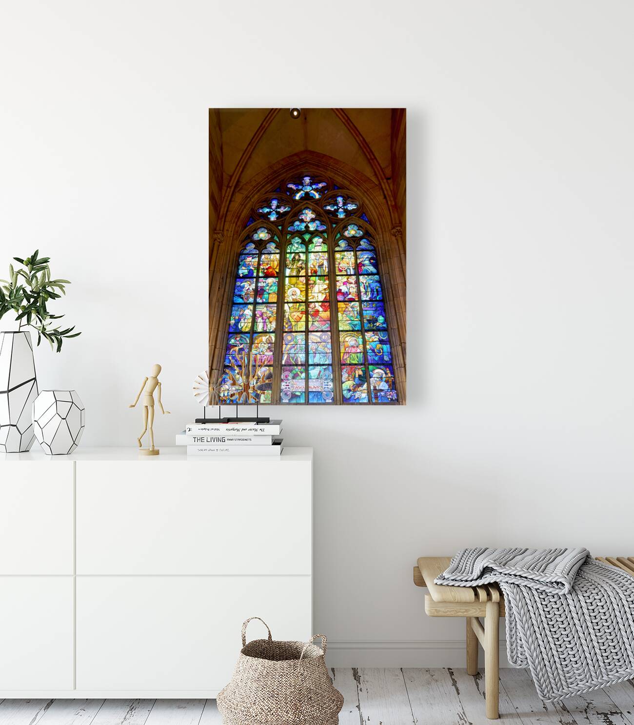 Czech Republic. Prague. Stained Glass in St. Vitus Cathedral inside Prague castle complex Reproduction