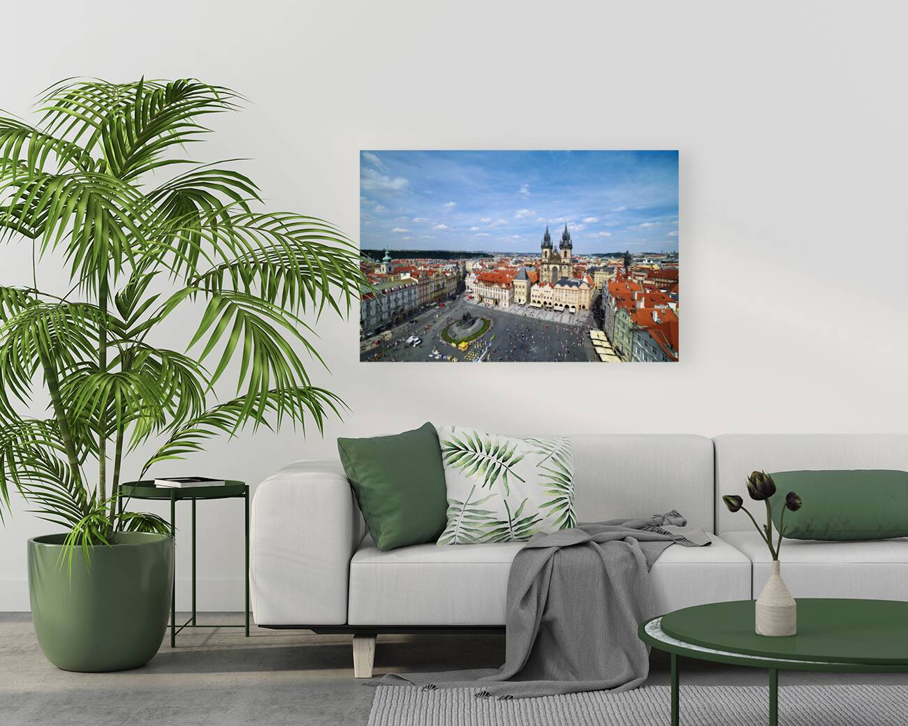 Czech Republic. Prague.  Aerial view of the old town. The church of Our Lady before Tyn Reproduction