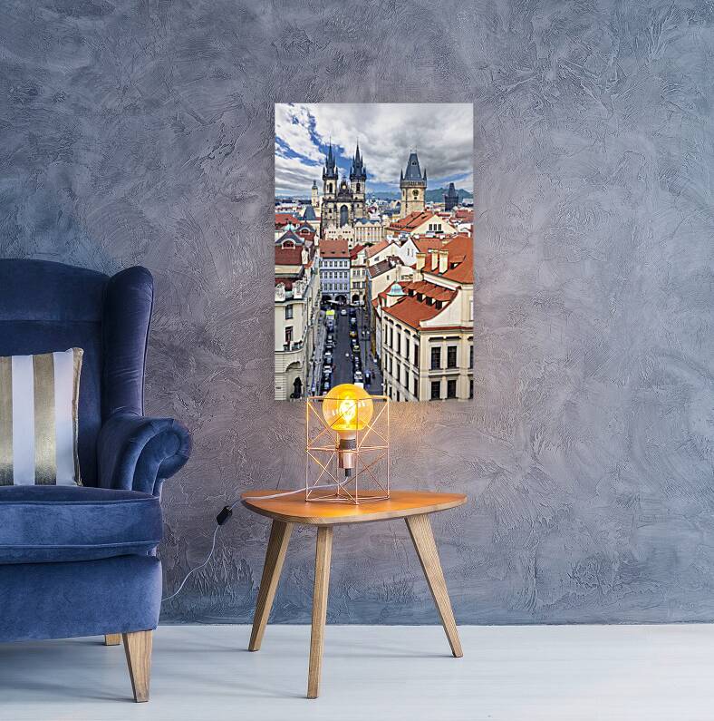 Czech Republic. Prague. Elevated view of the old town at sunset. Reproduction