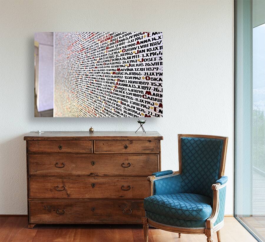 Czech Republic. Prague. The names of the victims of the Holocaust Shoah written on the walls of the Pinkas Synagogue Reproduction