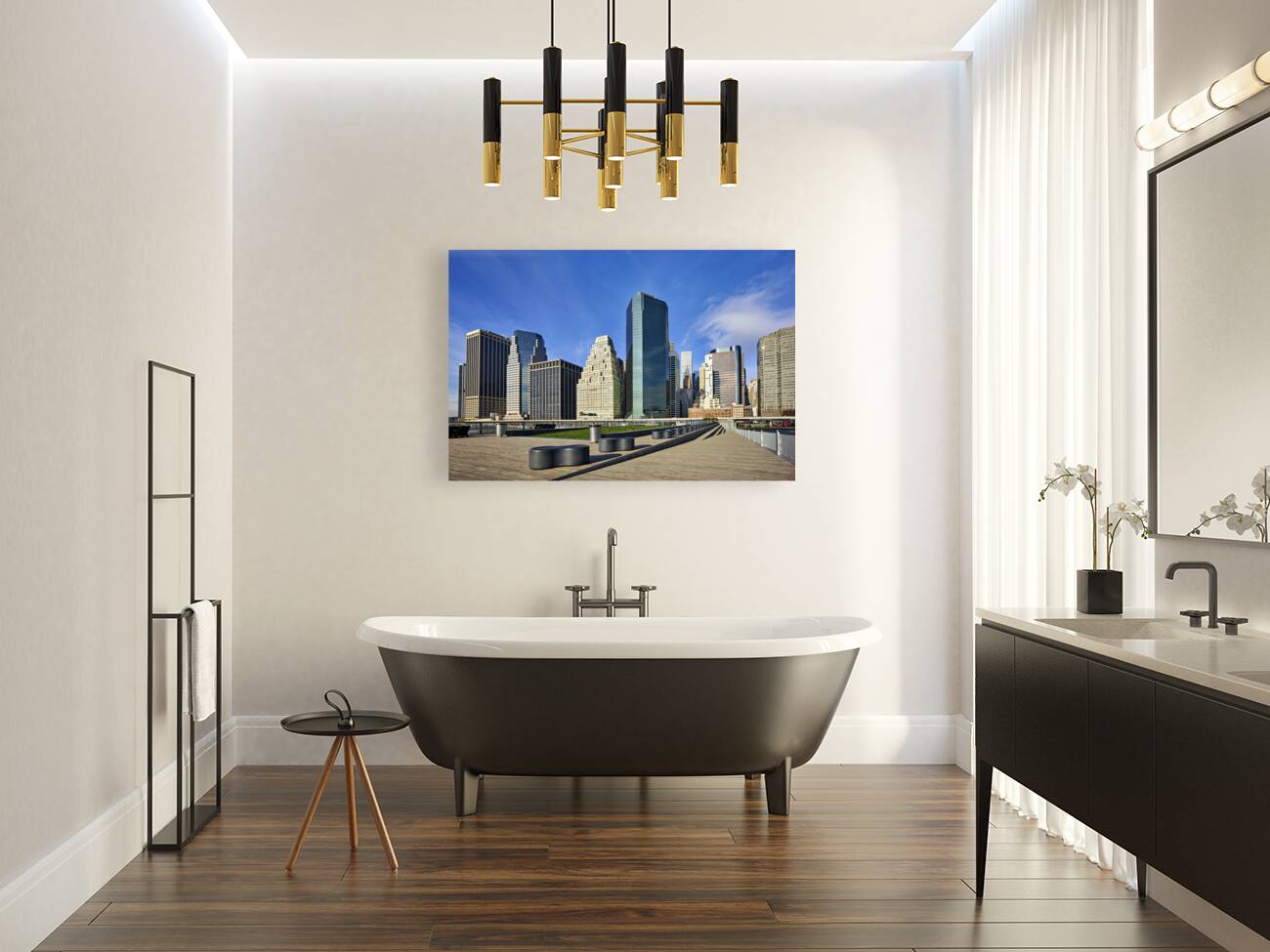 New York. Manhattan skyline. United States. Skyscrapers downtown Reproduction