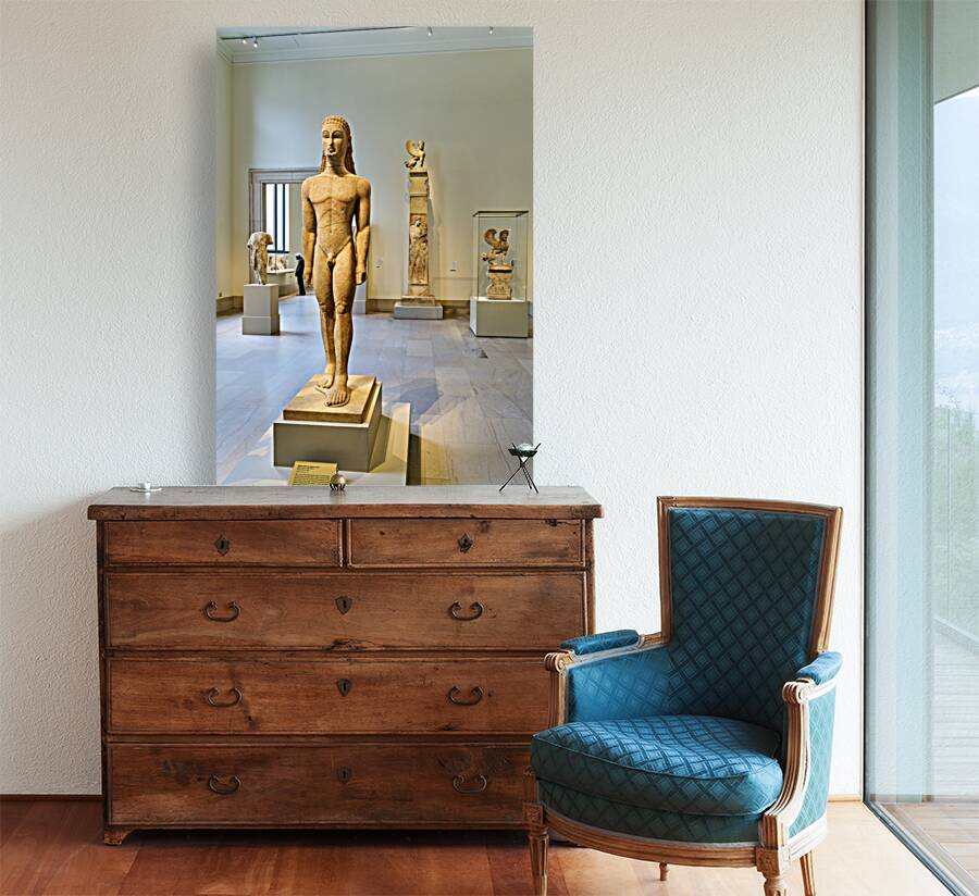 New York. Manhattan. United States. The Metropolitan Museum of Art. Greek and Roman Art. Marble statue of a kouros youth Reproduction