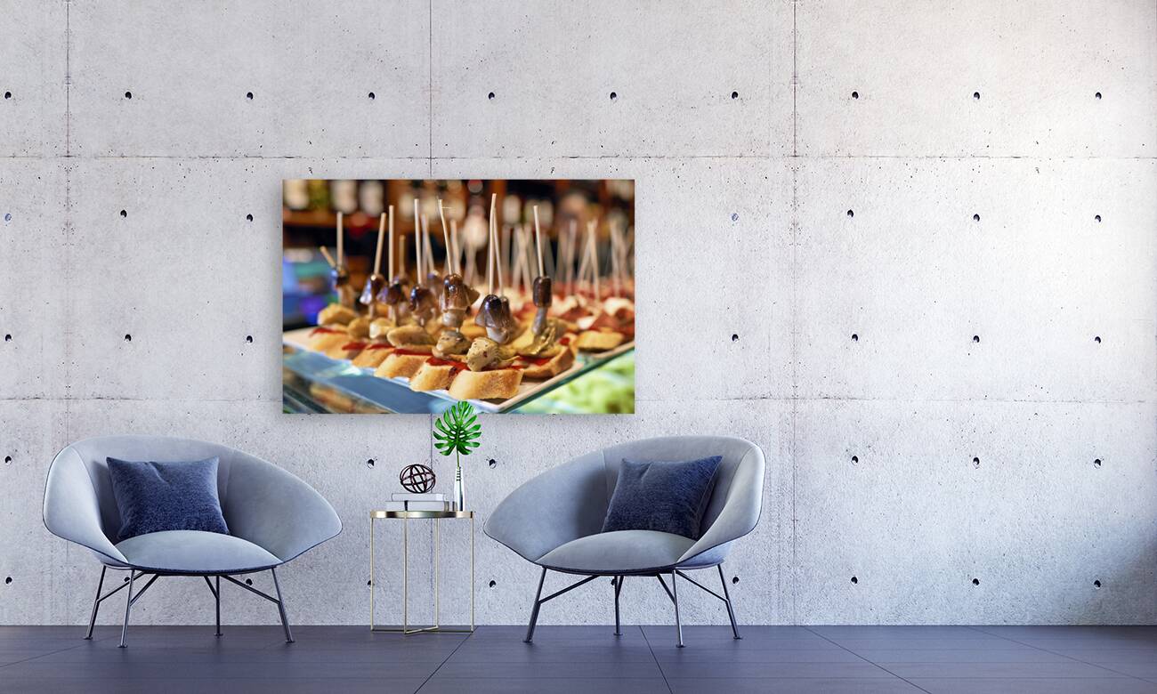 Barcelona. Catalonia. Spain. Tasty tapas in a bar appetizers snacks Reproduction