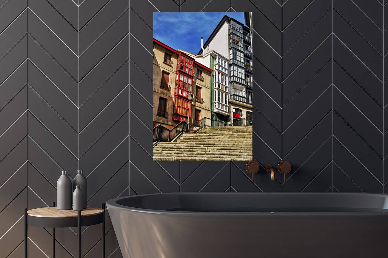 Bilbao Biscay Spain. Stairs in the old city Reproduction