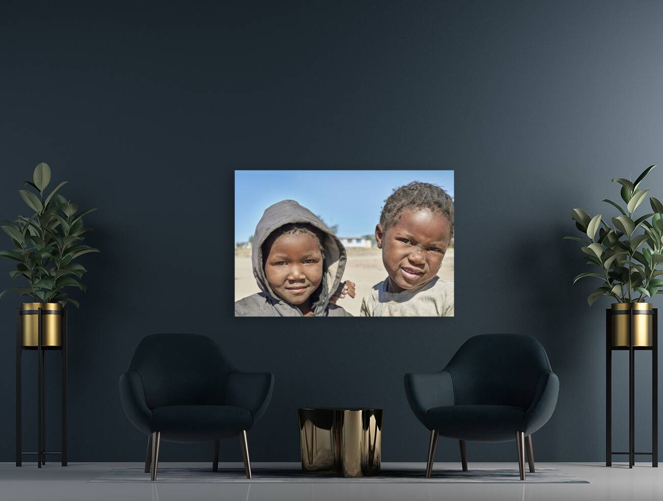 Namibia. Portrait of a group of children in a village of Damaraland Reproduction