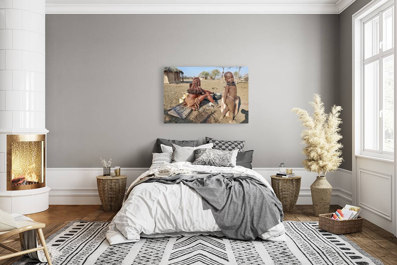 Namibia. A mother and her son in a Himba Village in Kunene Region Reproduction