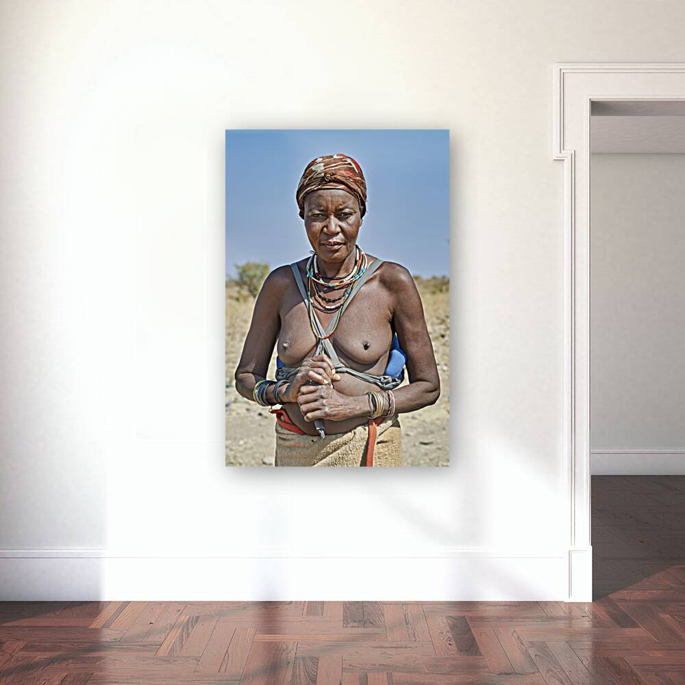 Namibia. Portrait of a woman of Zemba Bantu ethnic group in Kunene Region Reproduction
