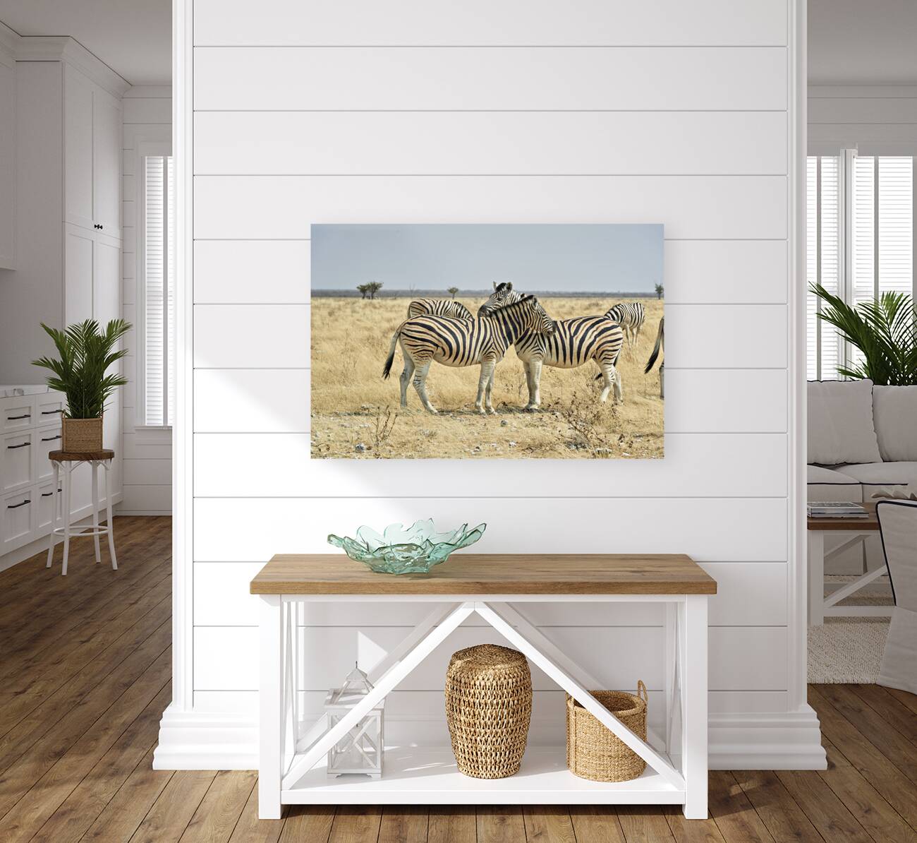 Namibia. Etosha National Park. Zebras cuddling in the wild Reproduction