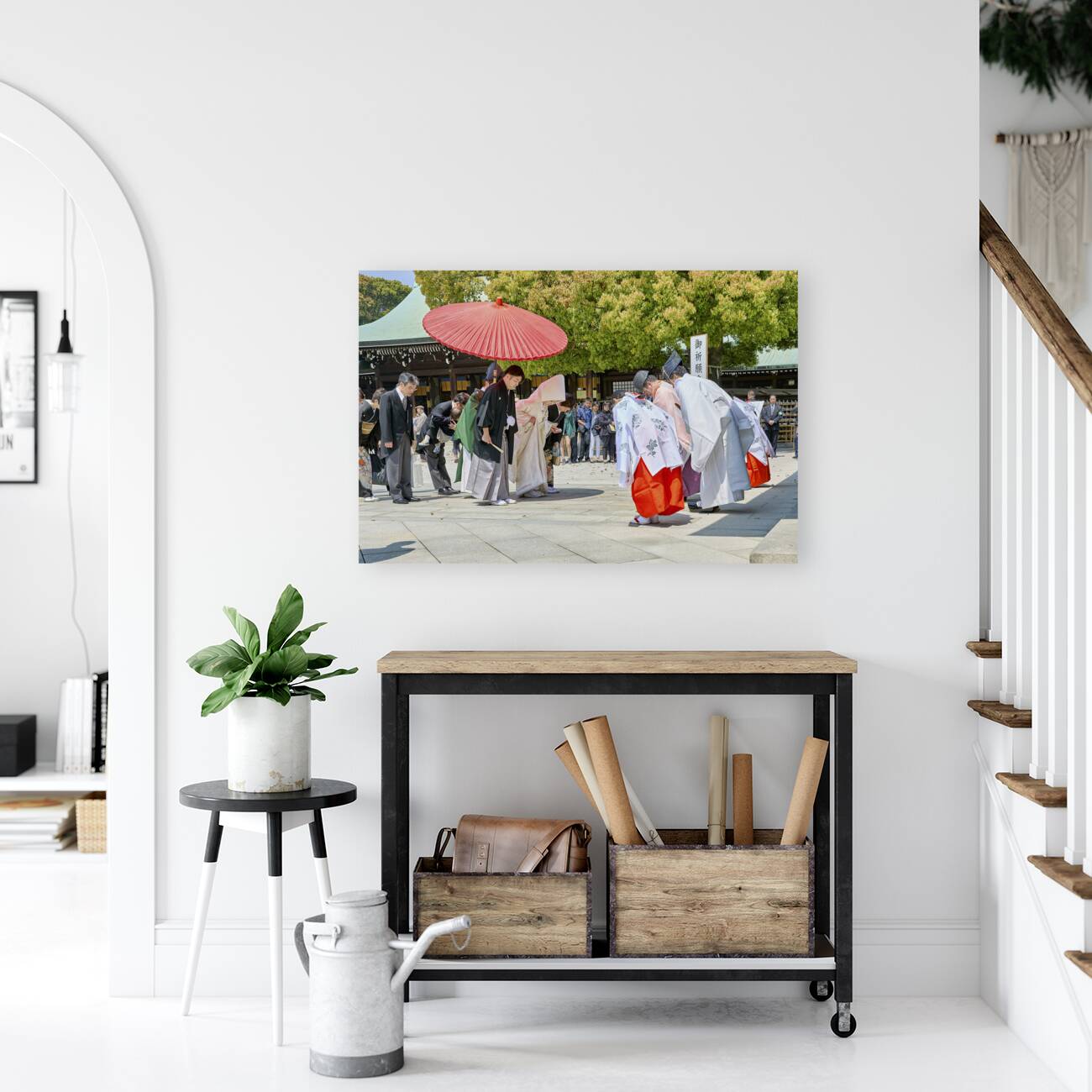Japan. Tokyo. Traditional wedding ceremony at Meiji Jingu Shinto shrine Reproduction