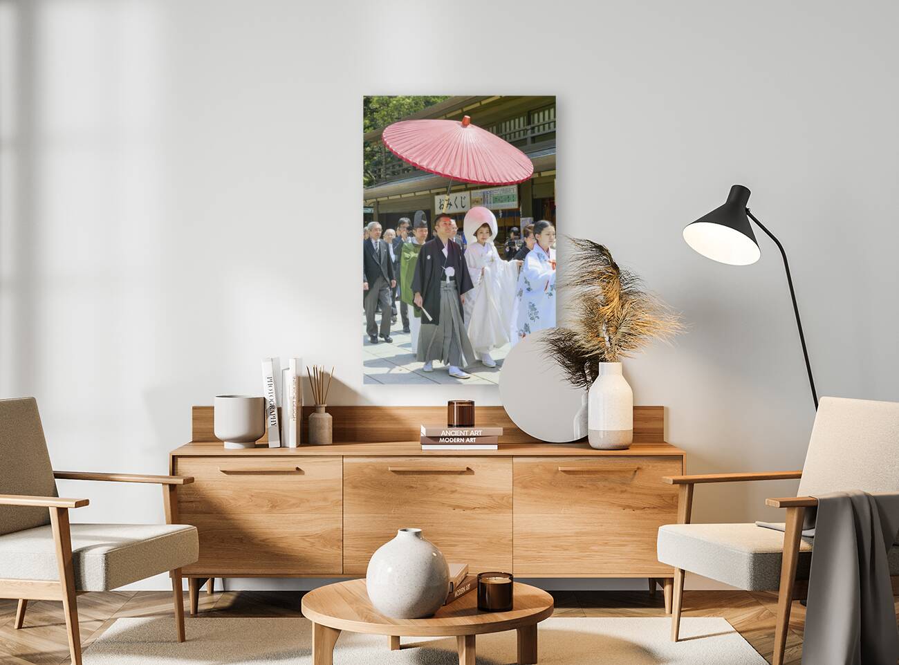 Japan. Tokyo. Traditional wedding ceremony at Meiji Jingu Shinto shrine Reproduction