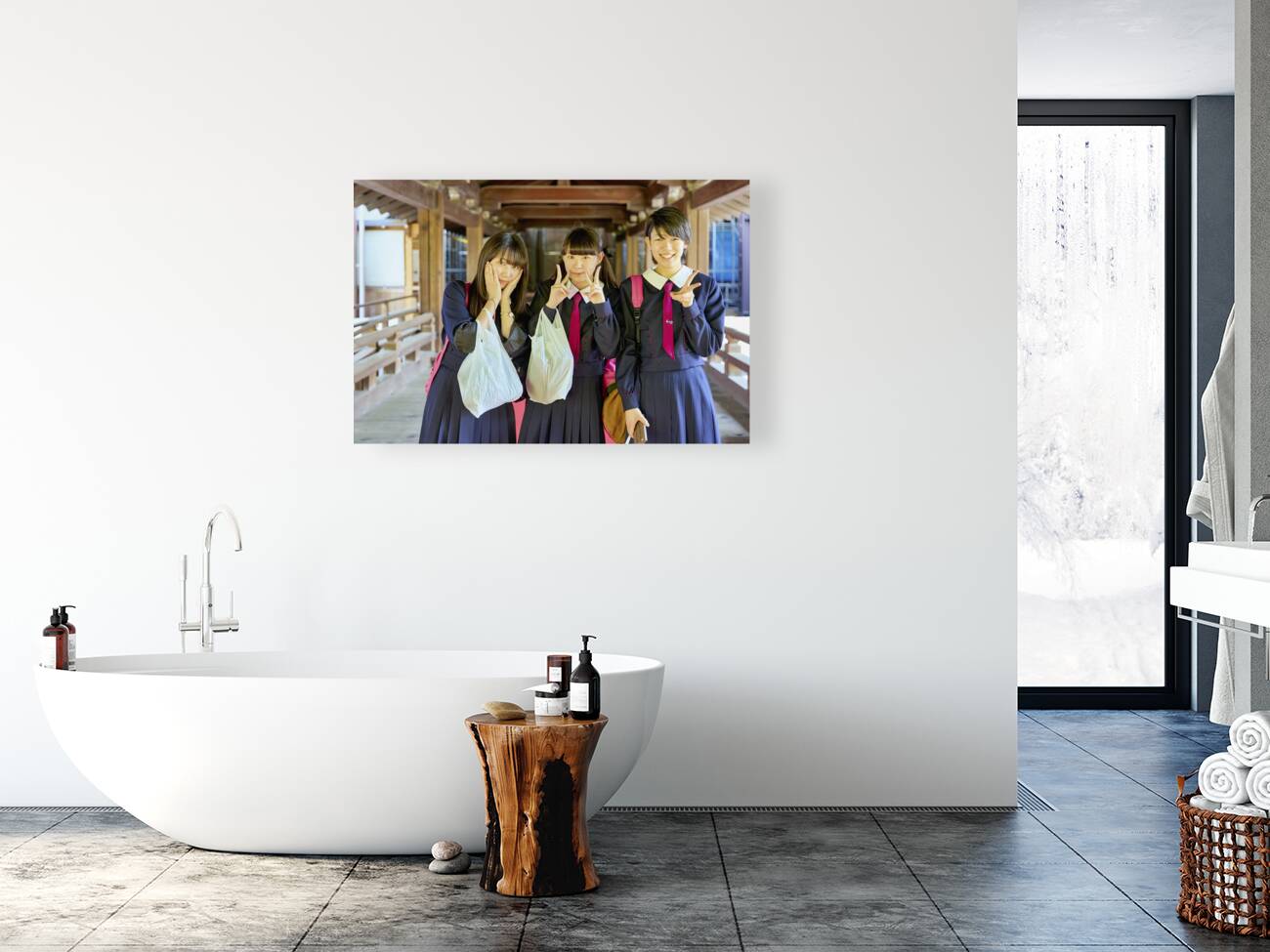 Japan. Kyoto. Nice girls in Chion-in temple Reproduction