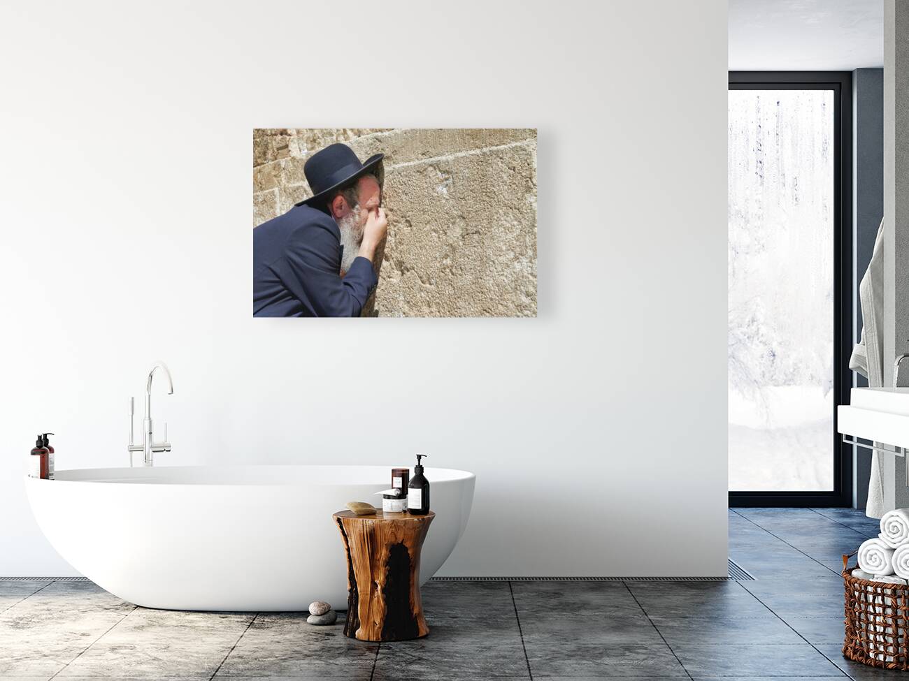 ISRAEL Jerusalem. Orthodox jews praying at the wailing wall Reproduction