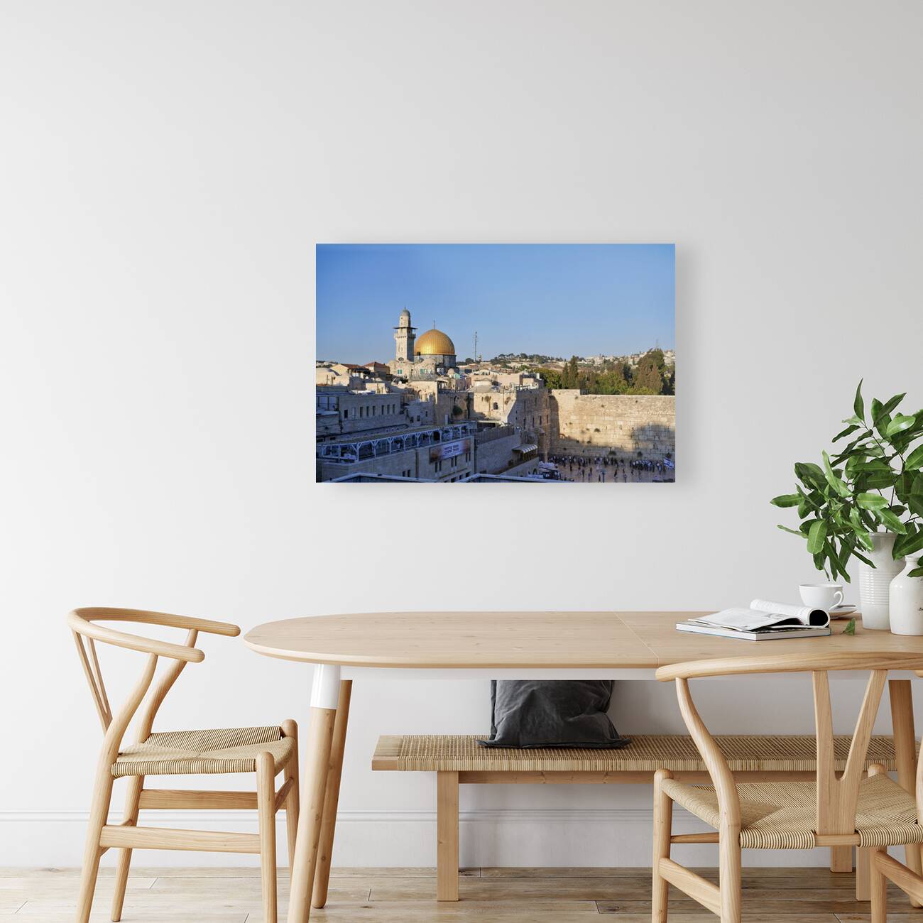 Jerusalem Israel. Dome of the rock temple mount and wailing wall Reproduction