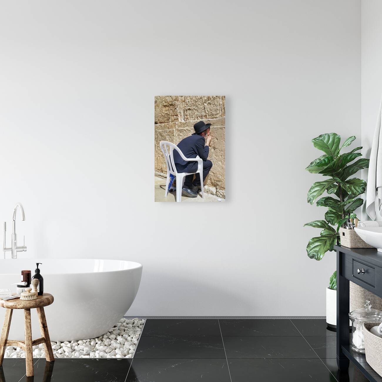 Jerusalem Israel. Orthodox jews praying at the wailing wall Reproduction