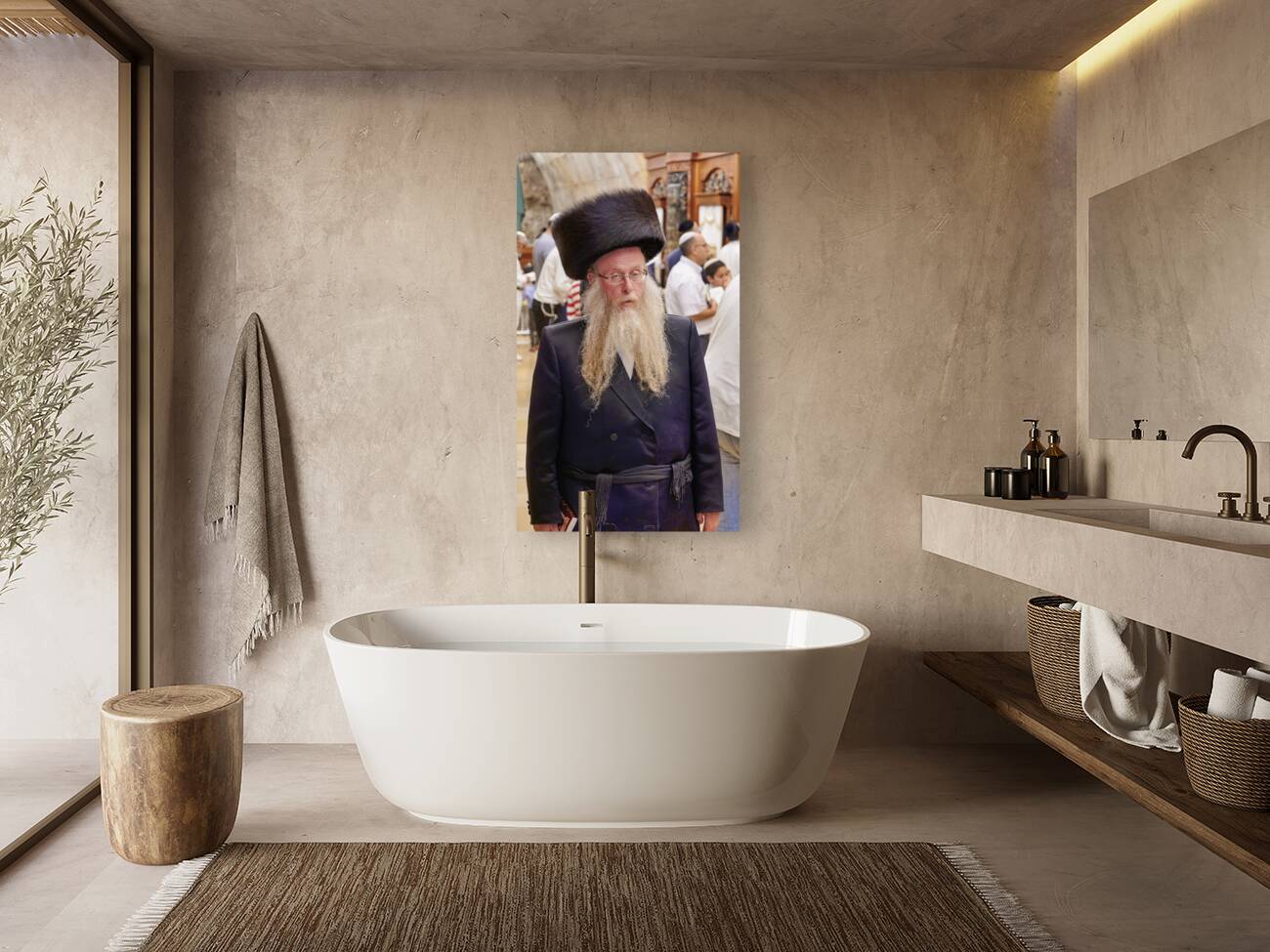 Jerusalem Israel. Orthodox jews praying at the wailing wall Reproduction