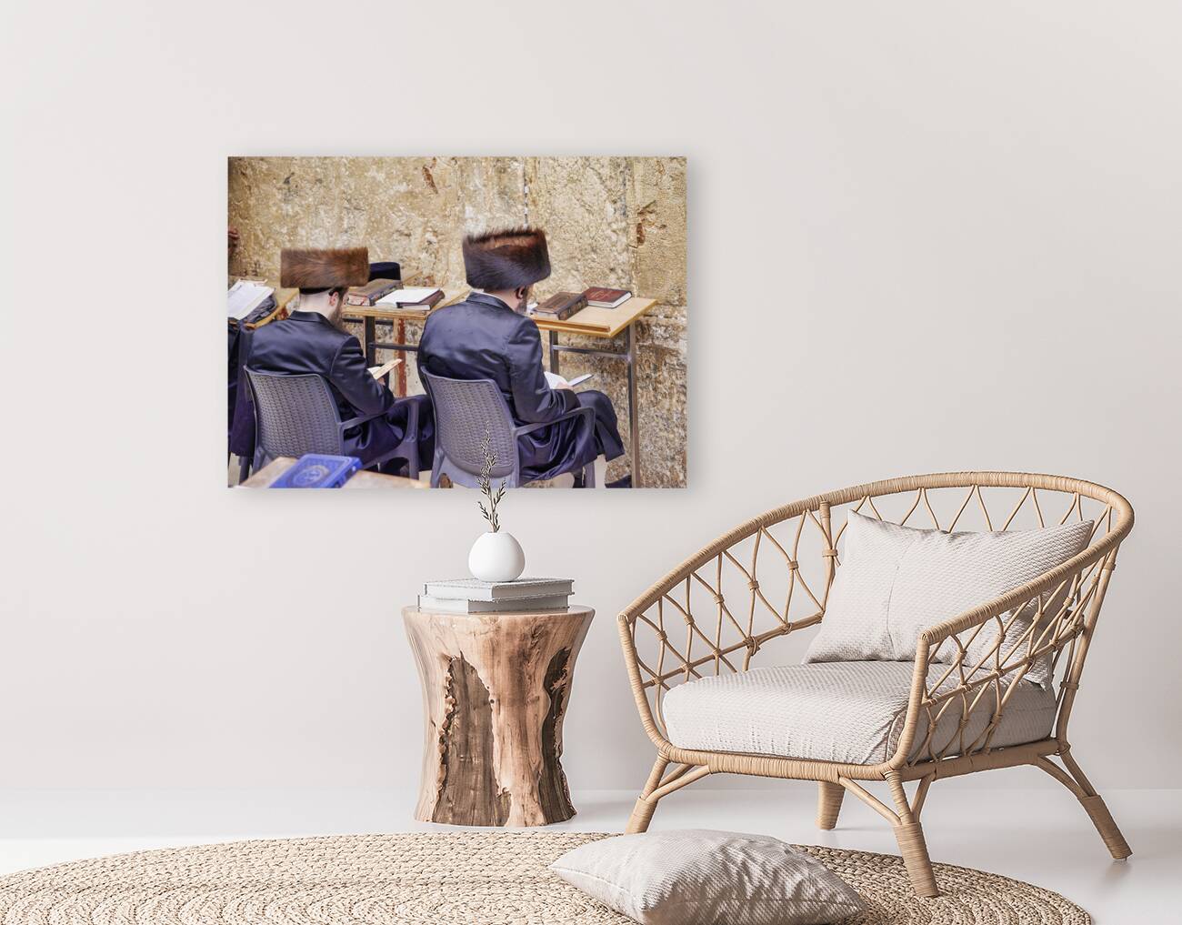 Jerusalem Israel. Orthodox jews praying at the wailing wall Reproduction