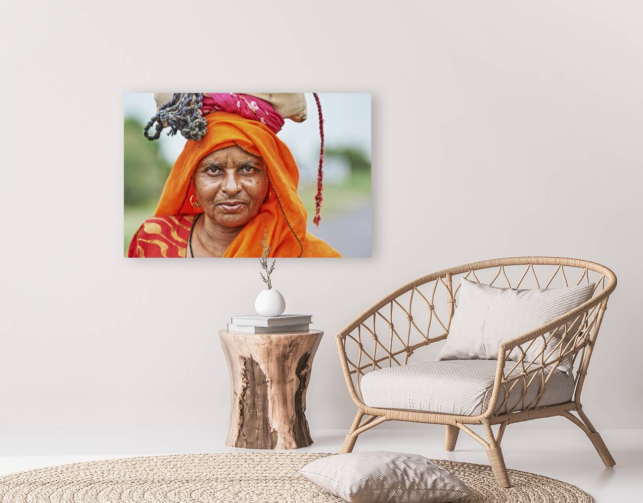 India Rajasthan. Portrait of an old woman Reproduction