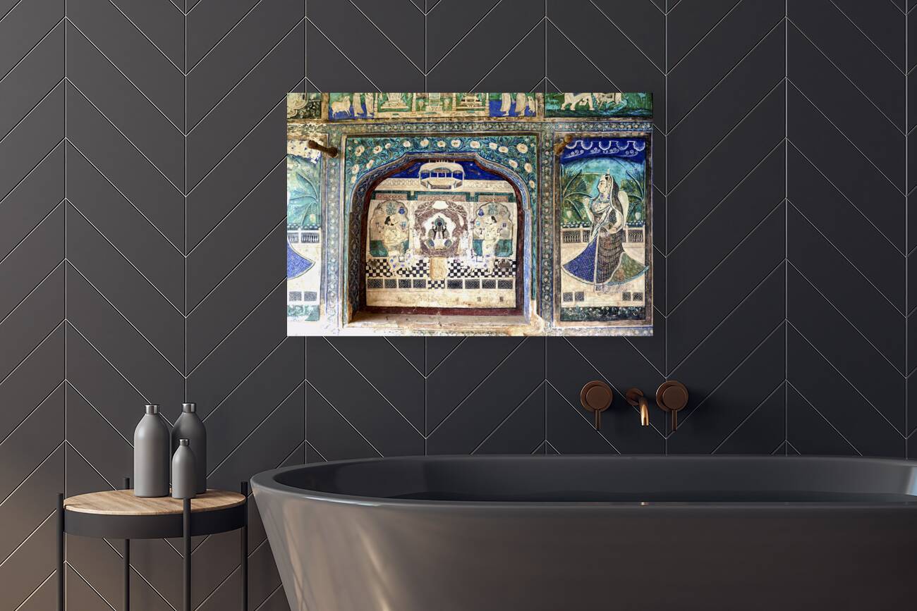 India Rajasthan Bundi. Decorations and paintings at Taragarh Fort Reproduction