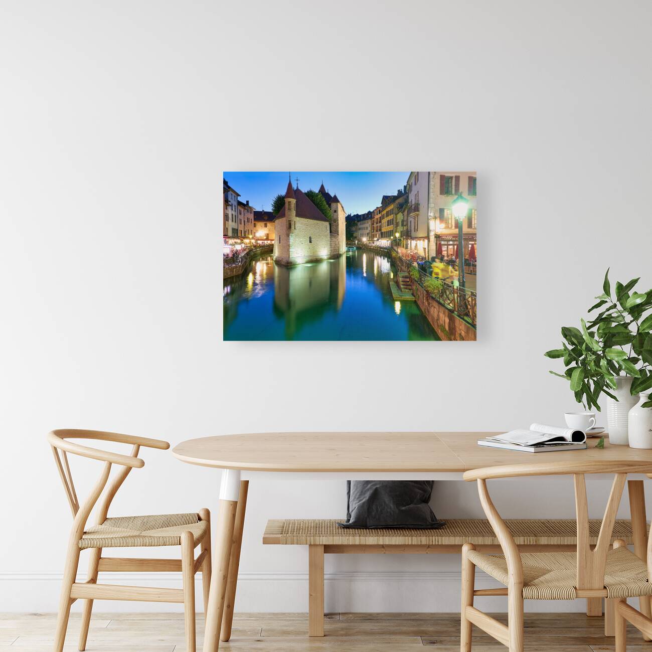 Annecy Haute Savoie France. The Palais de lIsle and Thiou river at sunset Reproduction