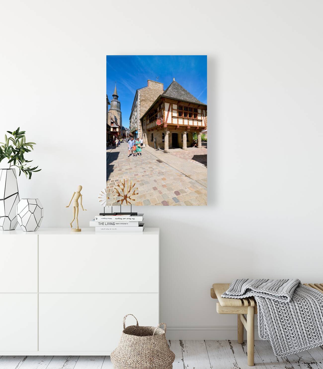 Dinan Brittany France. Maison de la Harpe and Tour de lHorloge Reproduction