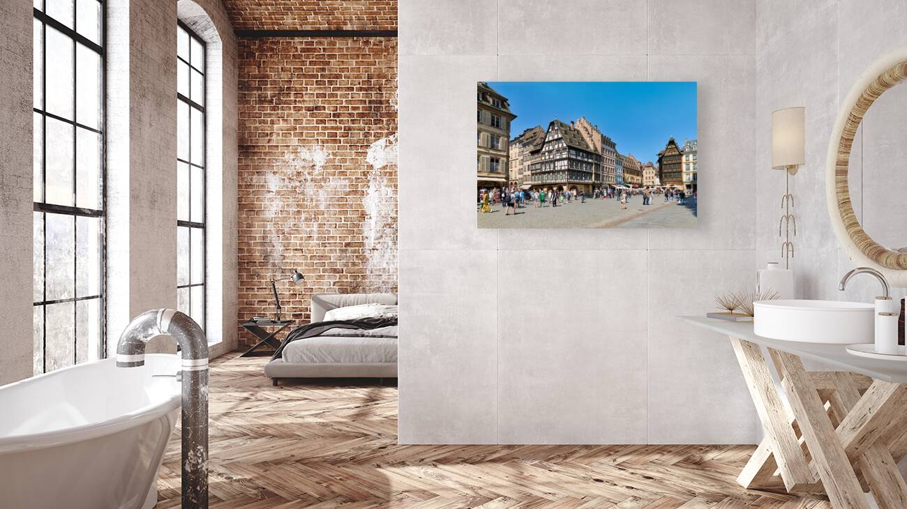 Strasbourg Alsace France. The coloured timber frame houses in Place du Chateau Reproduction