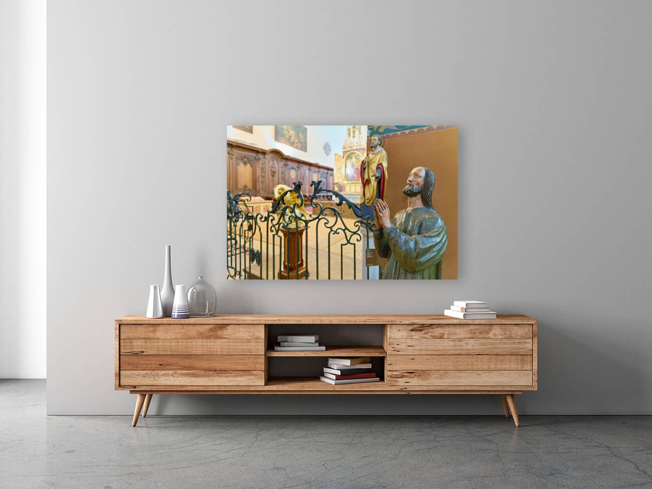 Colmar Alsace France. Alsace Wine Route. Jesus Christ statue in the Dominican Church Reproduction