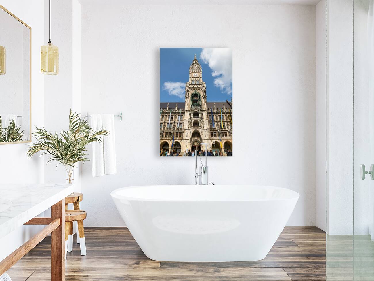 Germany Bavaria Munich. The town hall Rathaus. Marienplatz. Marys square Reproduction