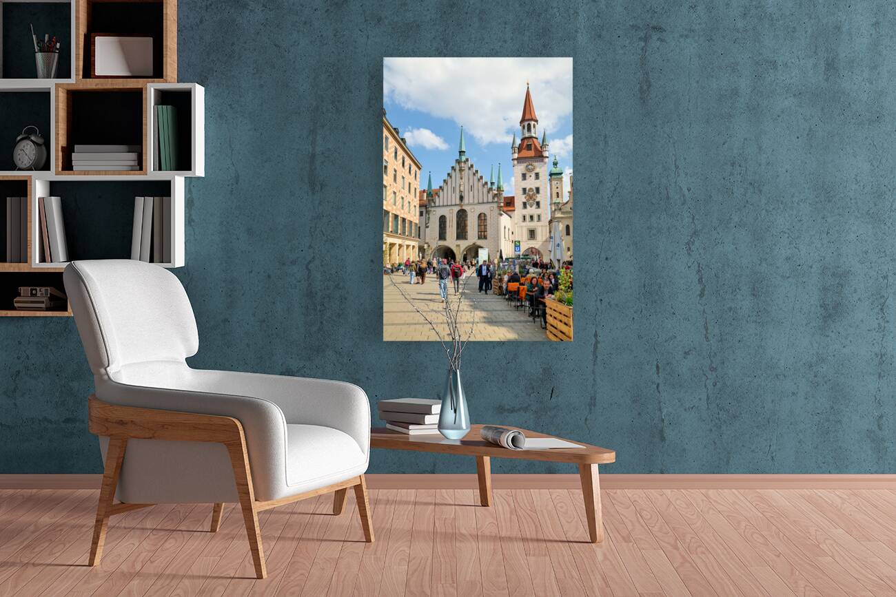 Germany Bavaria Munich. The old town hall Altes Rathaus. Marienplatz. Marys square Reproduction