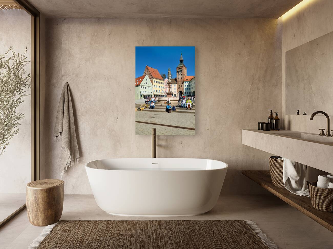 Germany Bavaria Romantic Road. Landsberg am Lech. Hauptplatz square Reproduction