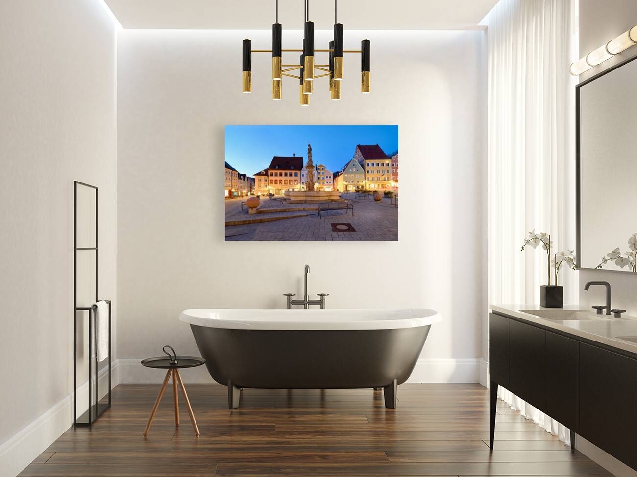 Germany Bavaria Romantic Road. Landsberg am Lech. Hauptplatz square Reproduction