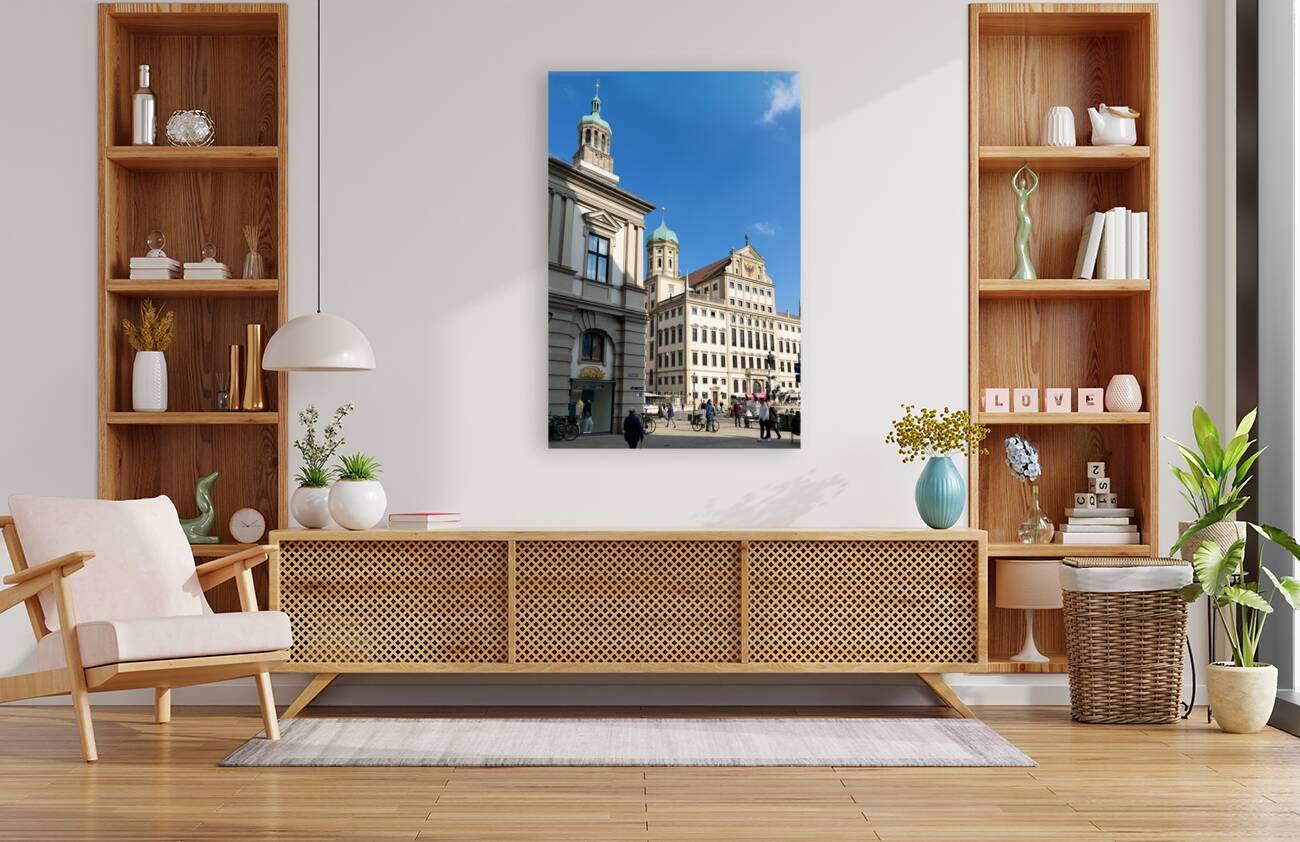 Germany Bavaria Romantic Road. Augsburg. Rathausplatz. Town Hall Reproduction