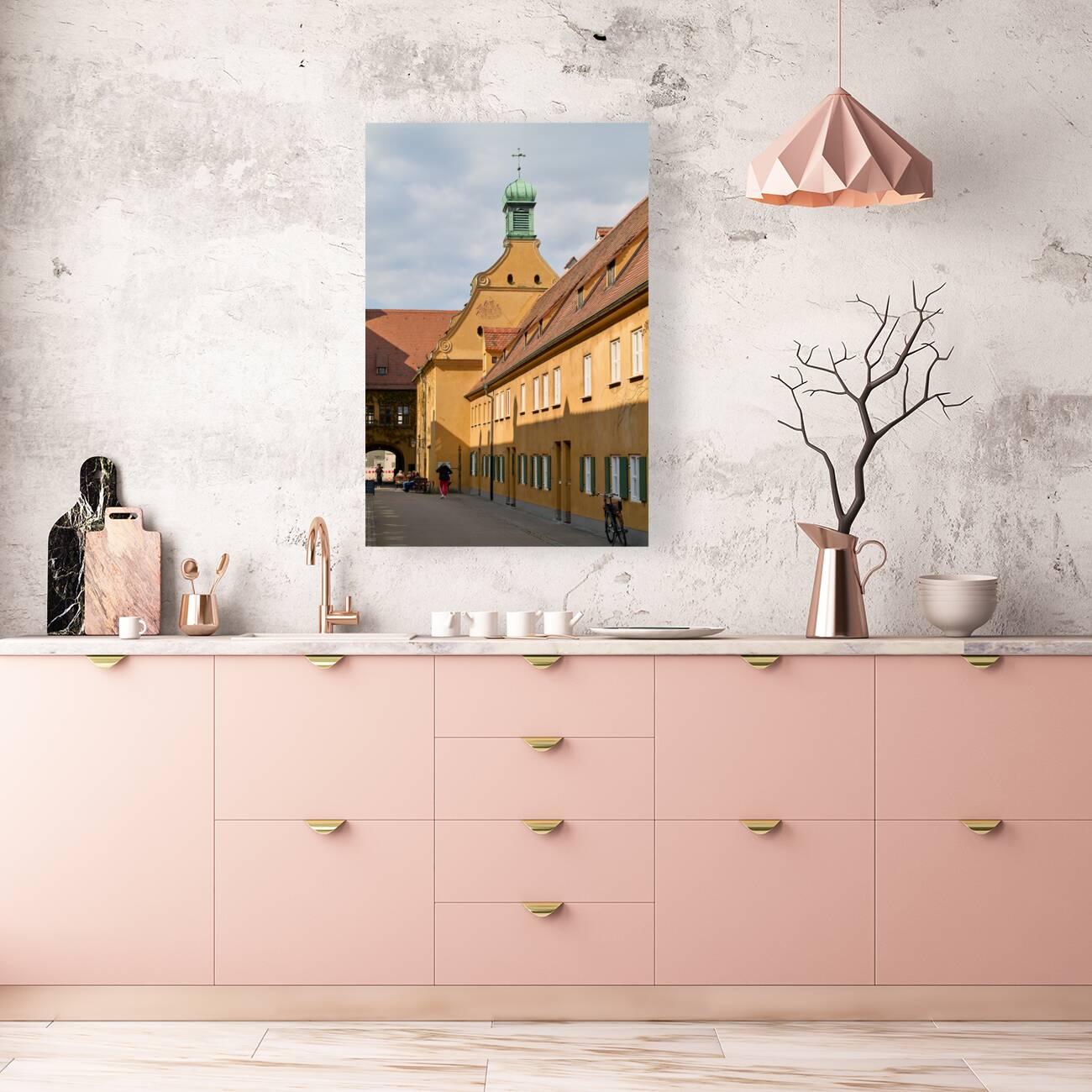 Germany Bavaria Romantic Road. Augsburg. Fuggerei the worlds oldest public housing complex still in use Reproduction