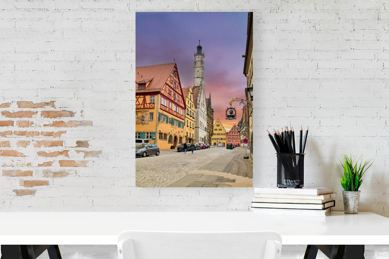 Germany Bavaria Romantic Road. Rothenburg ob der Tauber. Herrngasse the main street downtown Reproduction