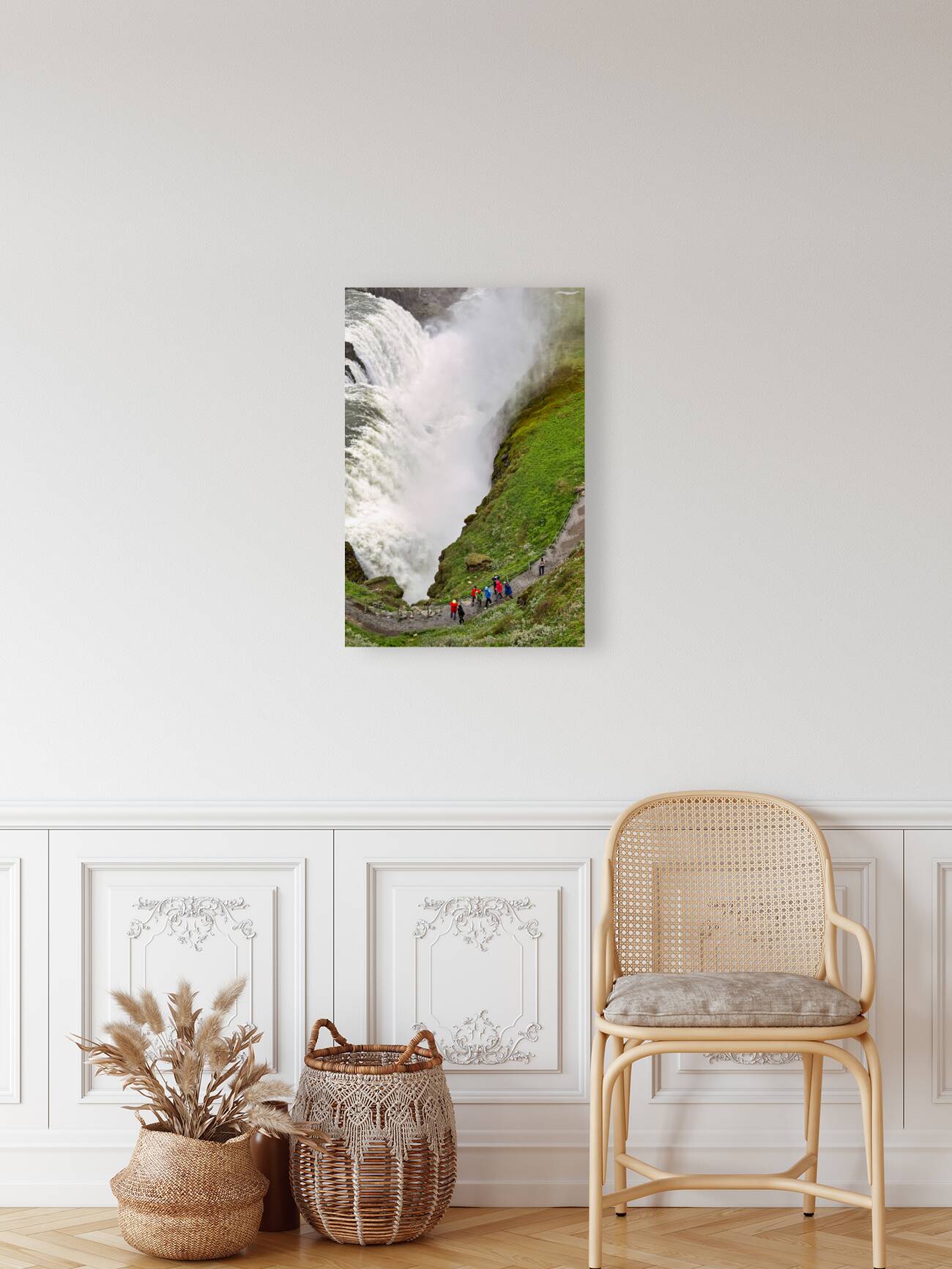 Gullfoss waterfalls. Gullfoss is a waterfall located in the canyon of the Hvítá river in southwest Iceland. Reproduction