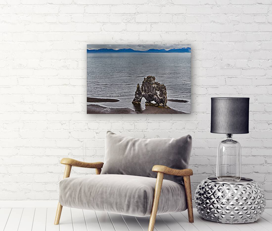 Hvítserkur is a 15 m high basalt stack along the eastern shore of the Vatnsnes peninsula in northwest Iceland Reproduction