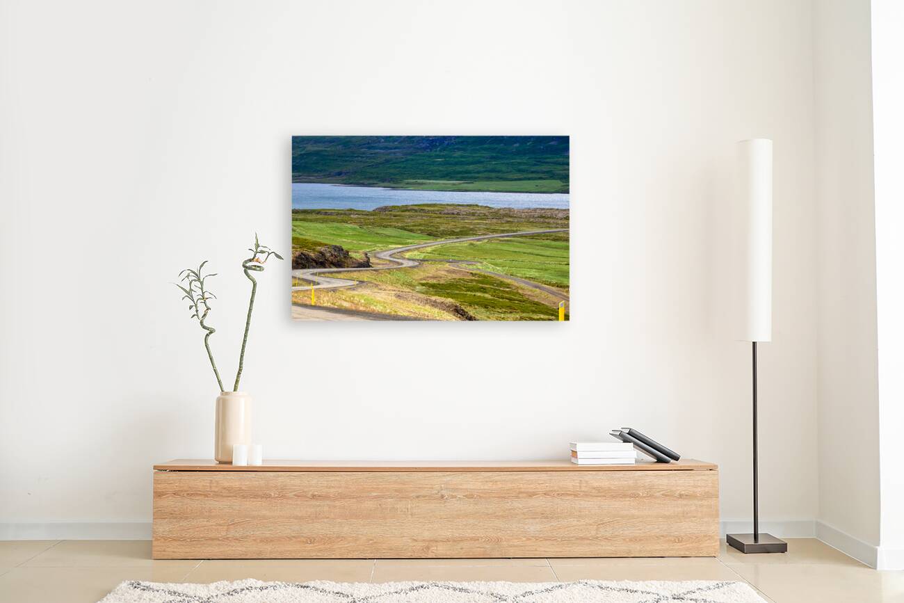Winding road in Vatnsfjordhur. Iceland Reproduction